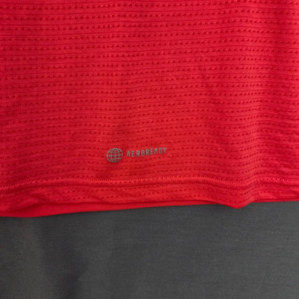 Adidas Aeroready Mens Short Sleeve Running Shirt Orange Reflective Stripes Med